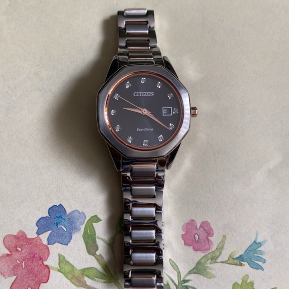 Beautiful Citizen Eco Drive E013-S121817 Diamond Dial Silver Men’s Dress Watch!! - Picture 4 of 14